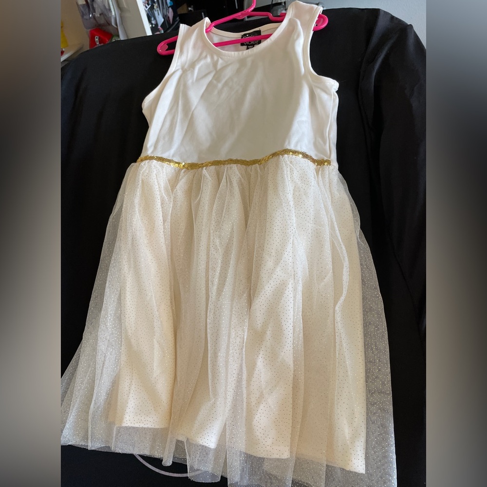 New White and Gold Sleeveless Dress/ girl size 10